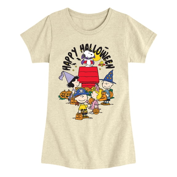 Peanuts - Happy Halloween - Youth Girls Fitted Short Sleeve T-Shirt