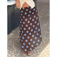thumbnail image 3 of Khaki Polka Dot Midi Skirt Low Waist Semi Sheer Asymmetrical Hem Flowy Summer Skirt, 3 of 8