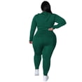 thumbnail image 3 of Plus Size Women’s Two Piece Outfit Solid Color Long Sleeve Top and Pants Casual Matching Set Relaxed Fit Comfortable Everyday Wear, 3 of 5