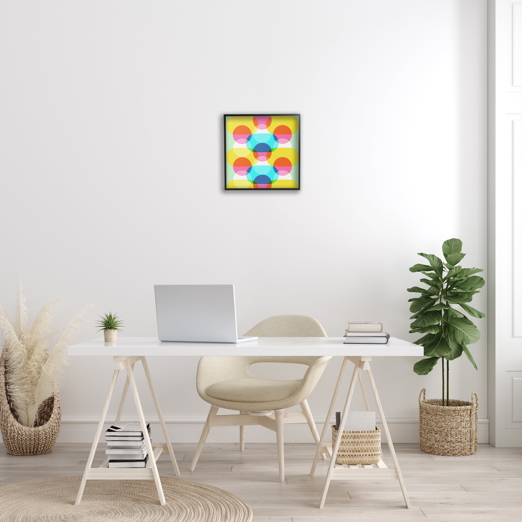 Stupell Industries Vivid Layered Shapes Pattern Abstract Painting Black Framed Art Print Wall Art, 17 x 17