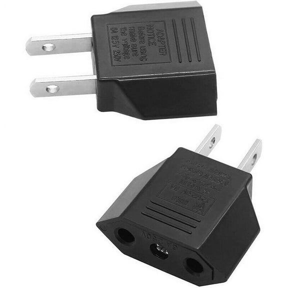 Simyoung 2 x European Euro EU to US USA Travel Charger Adapter Plug Outlet Converter Black