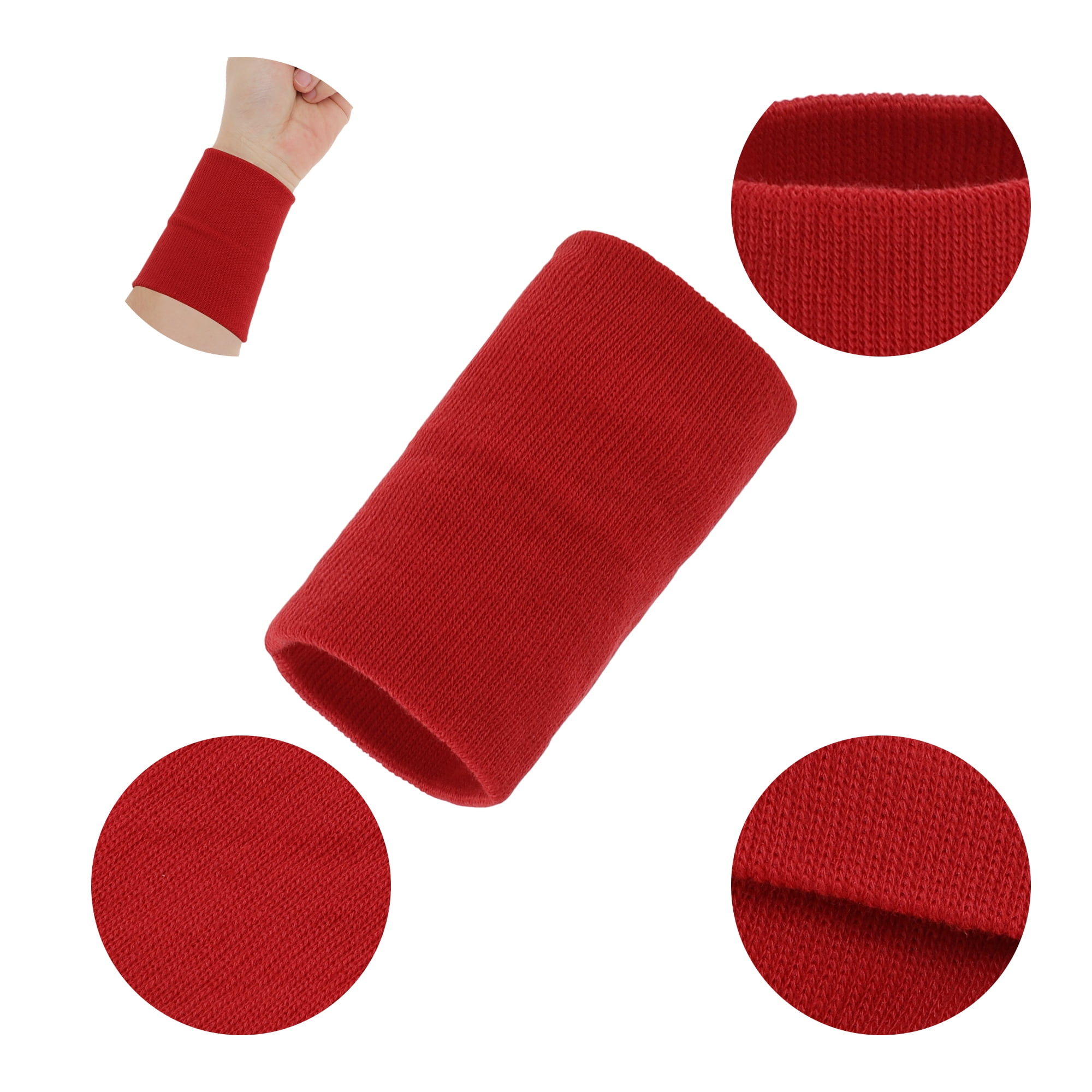Unique Bargains 1 Pair of Sweat Absorbent Quick Drying Sports Wristbands Red M