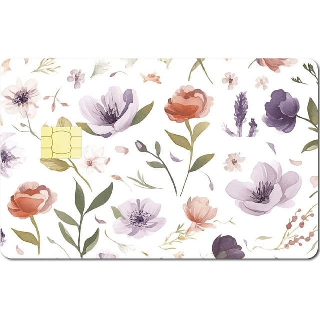 Credit Card Skin Debit Card Skin Debit Card Stickers Cover No Bubble Slim Small Chip Personalized Bank Card Protecting Decals Scratchproof Removable Transportation Card Flowers 7.3x5.4Inch