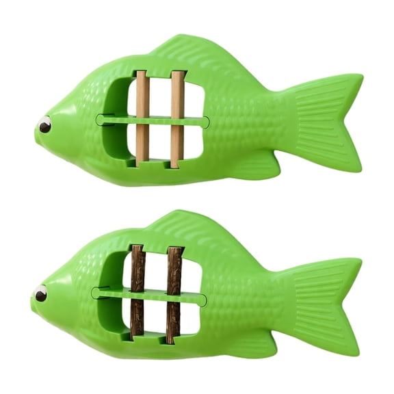 Natural Silvervine Cat Chew Toy Fish Catnip Stick Care Teething Toy for Indoor Cats Interactive Toy Easter Gifts Holiday Pet Stocking Stuffers, Green