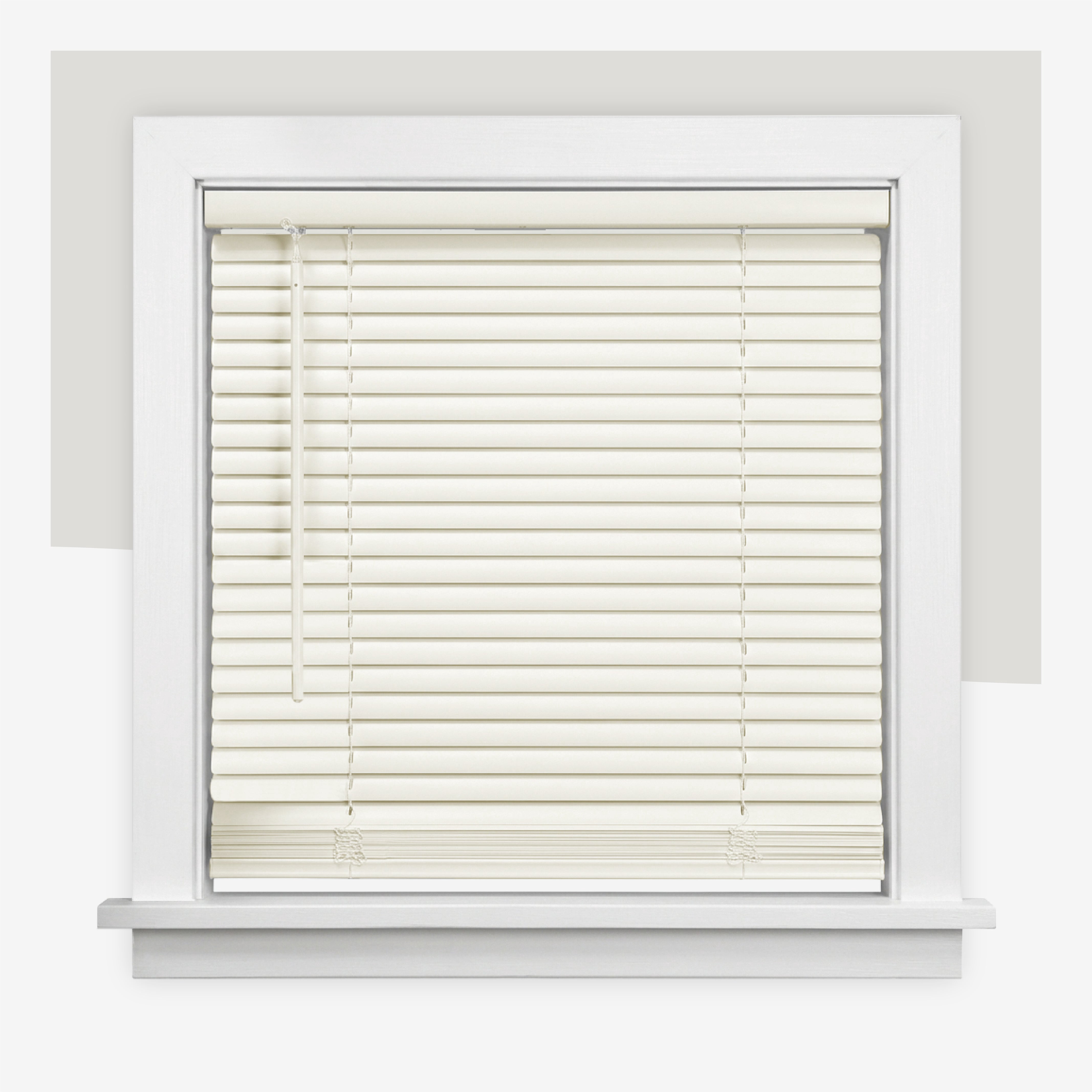 Chicology 57"W x 48"H Alabaster Cordless Vinyl Mini Window Blinds 1" Slats