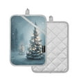 thumbnail image 2 of 2 Pack Pot Holders for Kitchen Heat Resistant Hot Pads Sets for Cooking Baking Christmas Tree with Lights, 2 of 7