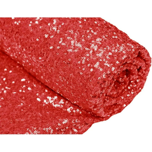 DECORATIVE SILK INC. Sparkly Glitz Sequins Beaded Fabric 54" Wide 100% Polyester By The Yard(RED )