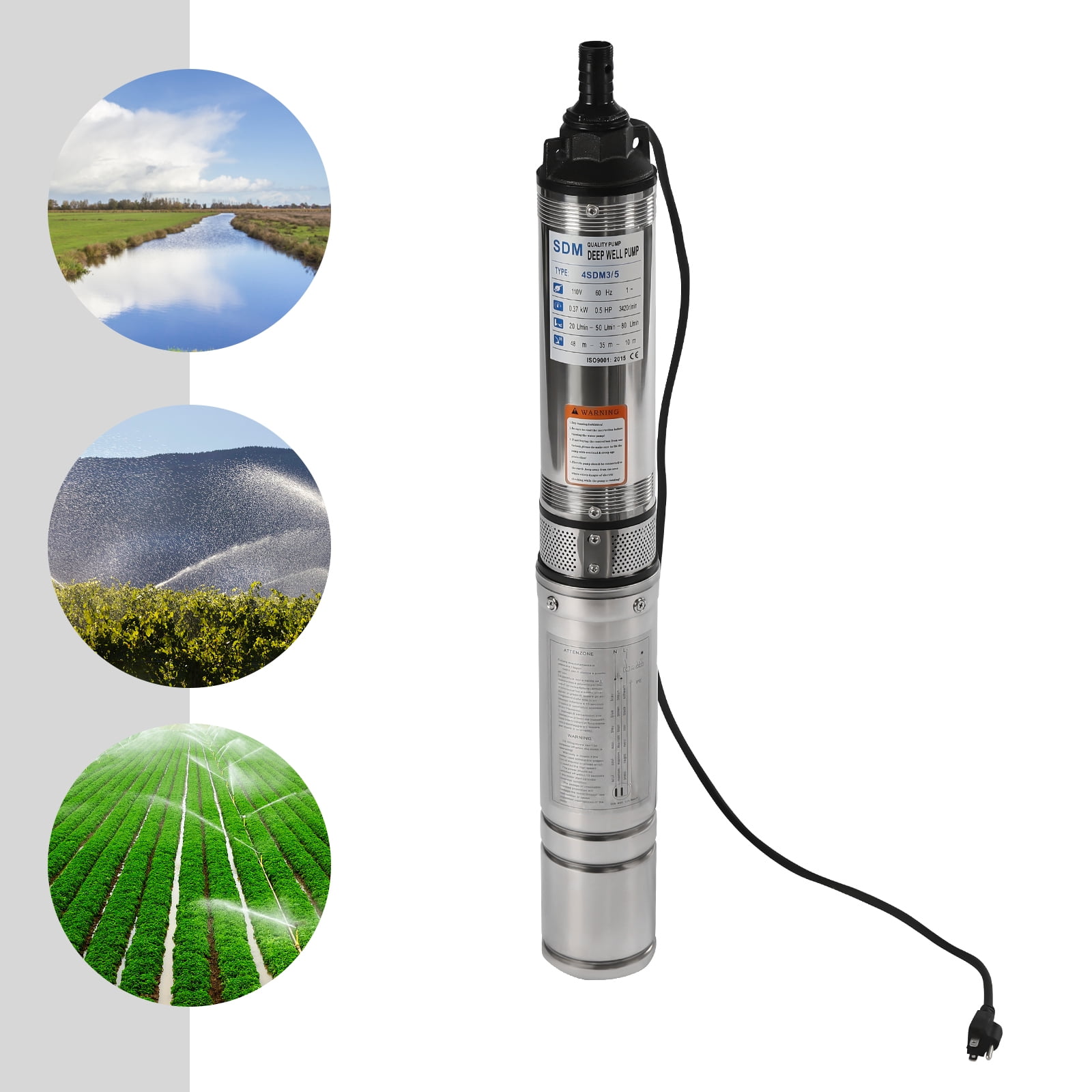 24V Solar Water Pump Kit With MPPT Controller - 1300L/H Submersible Deep Well Bore Pump