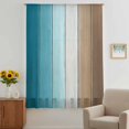 thumbnail image 3 of Teal Brown Ombre Sheer Curtains 54 Inches Long, Vintage Country Wooden Light Filering Curtains, Breathable Simi Curtain Privacy Drapes for Kitchen Bathroom Nursery Lightweight Small Window Treatment, 3 of 9