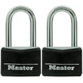 thumbnail image 1 of Padlock Master Lock 141TLF, aluminio con revestimiento de vinilo negro, paquete de 2, 1 of 5