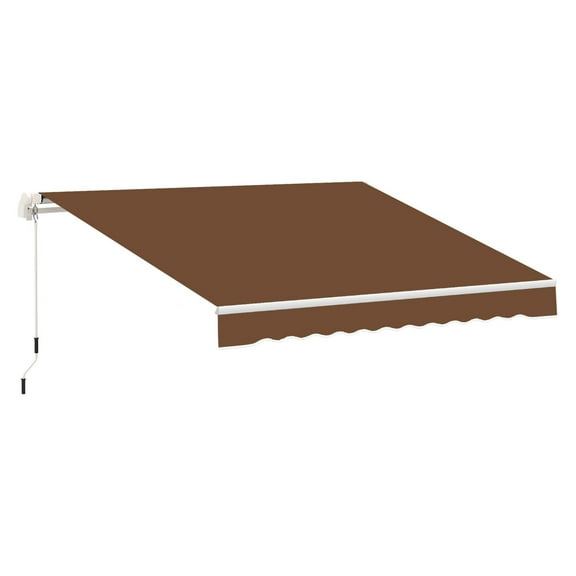 10' x 8' Retractable Awning, Patio Sun Shade with UV Protection - Manual Crank, Coffee
