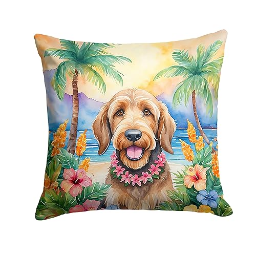 Otterhound Luau Throw Pillow 14 in x 14 in