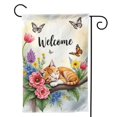 thumbnail image 6 of Welcome Spring Garden Flag Sleeping Kitten Flowers & Butterflies Double Sided 12x18 Inch Outdoor Yard Decoration Home Gifts for Men Women Birthday Gifts Memorial Day, 6 of 7