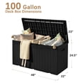 thumbnail image 4 of SONGMY 97 Gallon Deck Box, Waterproof Resin Outdoor Storage Box for Outside and Patio, Large Outdoor Storage Bench Cabinet Lockable for Patio Furniture, Garden Tools and Pool Supplies (Black), 4 of 5