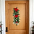 thumbnail image 4 of 20 Inch Artificial Christmas Teardrop Door Swag, Decorated With Holly Leaves, Red Flowers, Yellow Berries And Red Berries，Winter Wall Ornament For Front Door Porch Entryway, 4 of 6