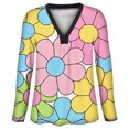 thumbnail image 5 of MEICHEN Women's Elegant Retro Art Print V Neck Loose Mid Length Sleeve Top Summer T Shirts for Women, 5 of 5