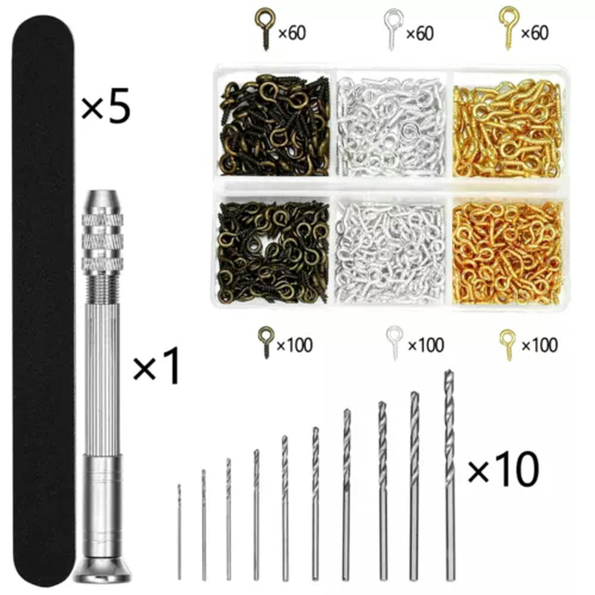 U8MO Drill Set Resin Micro Hand Drill Bits Tools with Drills Bits Screw Eye Pins-B Drill Set 3 Color Screw Eye