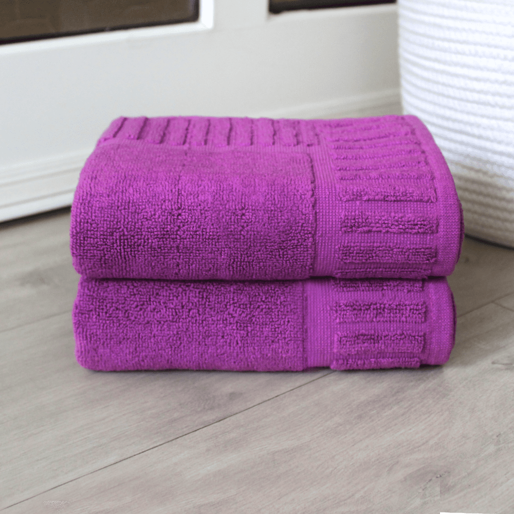 HURBANE HOME 2 Piece Purple Bath Mat Rug Set, 100 Cotton with Rip