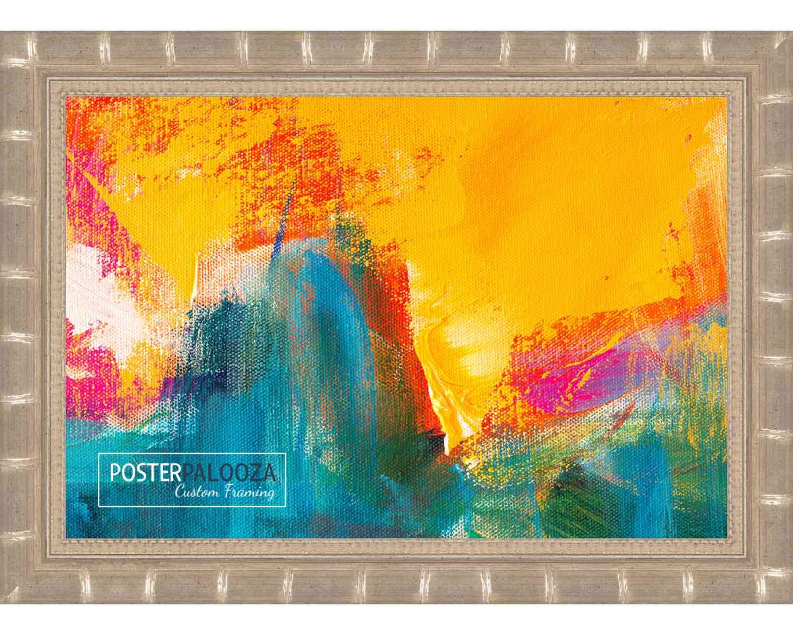 18x24 Silver Modern Bamboo Picture Frame - UV Acrylic, Foam Board Backing, Hanging Hardware