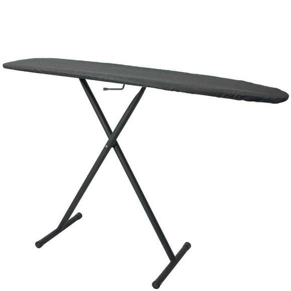 Hospitality 1 Source IHBCDSF21 Full Size Ironing Board w/ Charcoal Cotton Cover - 53"L x 14"W x 36"H, Black Steel Legs- Case of 4