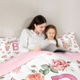 thumbnail image 4 of Homewish Initial Letter B 7 Pieces Bedding Comforter Set,Kawaii Pink Butterfly Full Bedding Set,Retro Rustic Floral Fitted Sheet Flat Sheet For Girl,Breathable Bedroom Decoration Reversible, 4 of 8