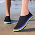 thumbnail image 6 of CIENVNSTG Unisex Wide Width Rainbow Striped Gradient Barefoot Aqua Socks Quick‑Dry Non‑Slip Water Shoes Lightweight Slip‑On Breathable Footwear Black 38, 6 of 6
