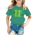 thumbnail image 1 of GDREDA Vêtements Fille Imprimé St. Pat Col Rond Manches Courtes pour Filles Hauts Grande Taille Vert, 10-11 Ans, 1 of 3