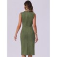 thumbnail image 3 of DARING DIVA Faux Suede Sleeveless Split Hem Dress Small Army Green, 3 of 6