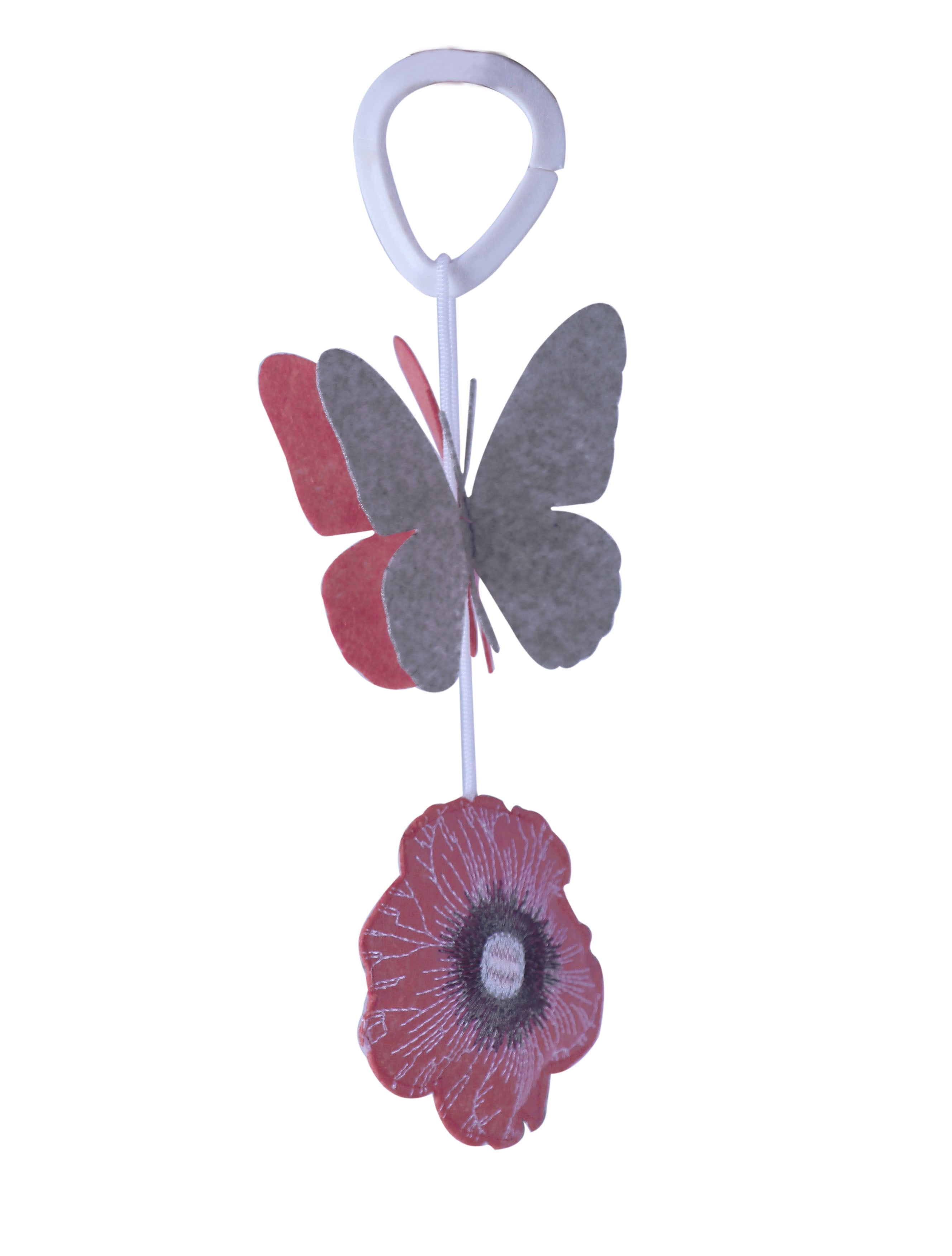 Bacati - Watercolor Flowers Coral Gray Musical Baby Crib Mobile