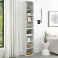 thumbnail image 4 of 8-Tier Media Tower Rack, CD DVD Storage Cabinet with Adjustable Shelves, Tall Narrow Bookcase for Home Office, Multi-functional Double-Decker Bookshelf, White, 4 of 17