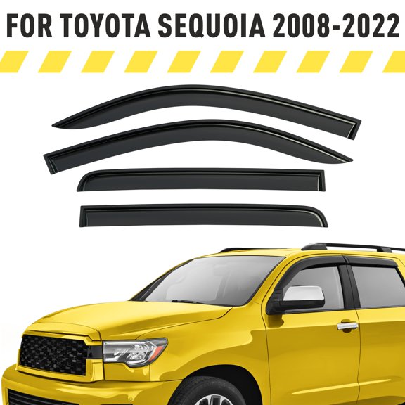 AEROGUYS Tape-On Window Deflectors Extra Durable Window Visors Rain Guards Fit for Toyota Sequoia 2008-2022, Sun Visors, Wind Vent Visors, Car Accessories - 4 pcs. AG0693