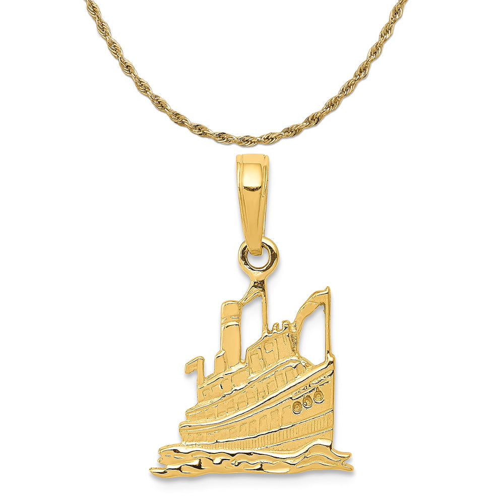 Rose Gold-plated Silver 15mm Cruise Ship Pendant