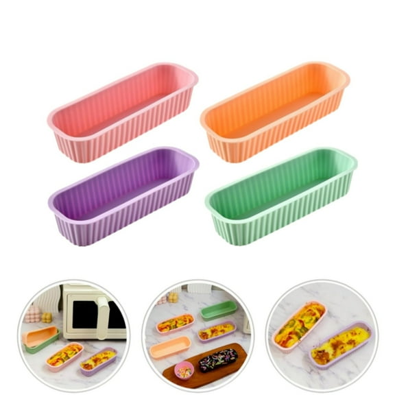 Pack of 4 SmallSilicone Bread Loaf Pans,QZS Nonstick Silicone Bread Baking Pans,Silicone Cup Cake Tool for Cake Making,Kitchen,DIY