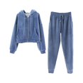 thumbnail image 2 of Minnieouse Invierno otoño mujer Fitness Jogging ropa deportiva conjunto niñas fiesta senderismo manga larga Sudadera con capucha pantalones Kit conjuntos de ropa Azul 2XL, 2 of 6