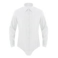 thumbnail image 4 of iiniim Men's Long Sleeve Undershirt Press Botton Crotch Dress Shirt Bodysuit Top Button Down A White L, 4 of 7