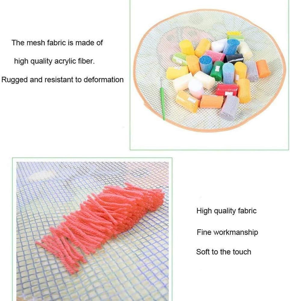 DIY Latch Hook Kits for Adults Beginners, Latge Rug Crochet Yarn Kits Unfinished Crocheting Rug Yarn Cushion Home Decor, 50×38cm/20*15in Bear