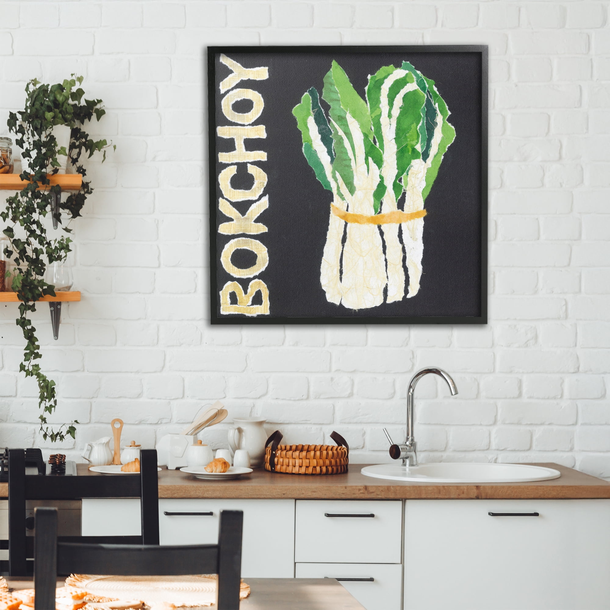 Stupell Industries Bok Choy Leafy Vegetable Black Framed Giclee Art, design by Nancy Overton