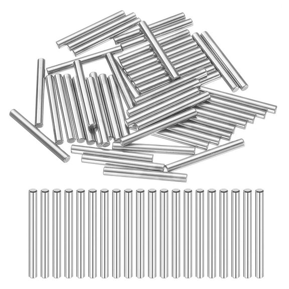 50 Pack 4mm x 37mm Dowel Pins Bearing Steel Cylindrical Dowel Pins Shelf Support Peg Pin /-0.02mm Diameter Tolerance, Silver Tone
