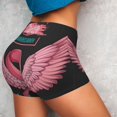 thumbnail image 2 of KLL Ribbon With Angel Wings Pattern Workout Shorts for Women Scrunch Short Gym Yoga Running Sport Active Exercise Fitness Shorts, 2 of 5
