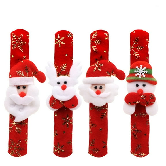 Raindrops 12PCS Christmas Slap Bracelets with 3D Santa Claus, Snowman, Elk & Snowflake Designs, Stamping Wristbands for Kids, Boys, Girls & Adults Party Favors