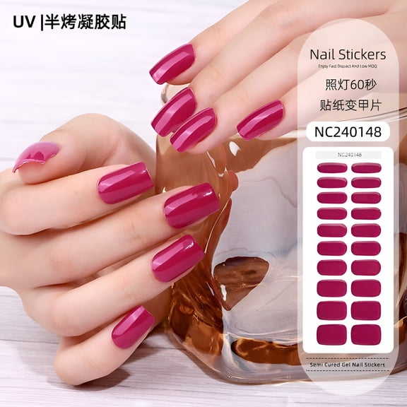 RAGUPEL Solid color gel nail stickers uv light therapy semi-cured nail stickers