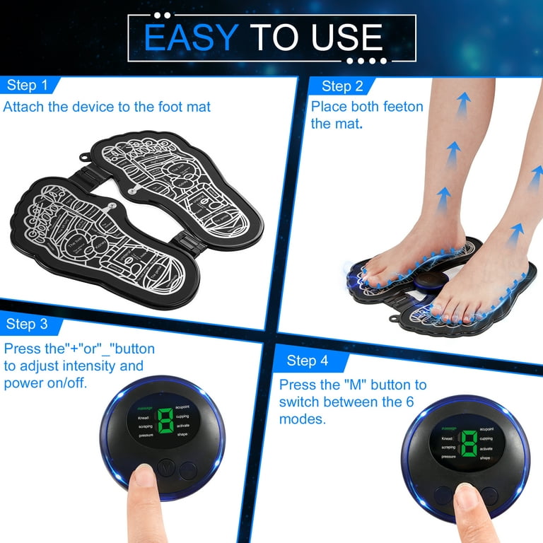 KEKOY EMS Foot Massager Pad with Romote Control, Electric USB Rechargeable  Foot Massage Mat with 8 Modes 19 Intensity Promote Blood Circulation