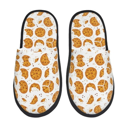 Balery Yellow Biscuit Slient Indoor Furry Fleece Comfort House Shoes Soft Non-Slip Home Shoes Cotton slippers House Slippers-- Large