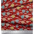 thumbnail image 3 of Soimoi Red Rayon Fabric Cloud & Hot Air Balloon Holiday Printed Fabric 1 Yard 42 Inch Wide, 3 of 3
