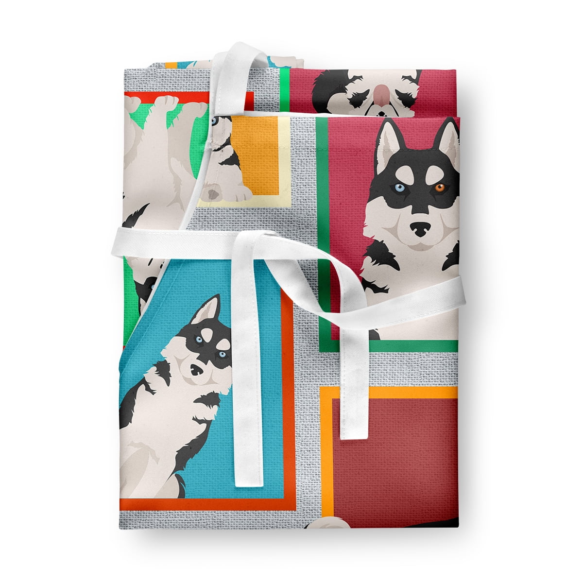 Lots of Siberian Husky Apron 27 in x 30 in