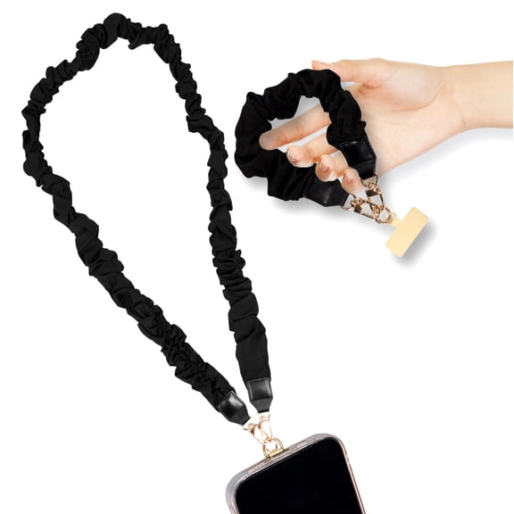 Ikoopy 2Pcs Cell Phone Lanyard Short and Long Combination Anti Loss Pleated Design Crossbody or Wrist Carry Phone Strap for Girl Women