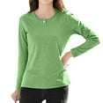 thumbnail image 2 of HLKJKLS Long Sleeve Shirts For Women Crew Neck Long Sleeve Classic Fit T Shirt Soft Nylon Spandex Breathable Casual Green M-4Xl, 2 of 9