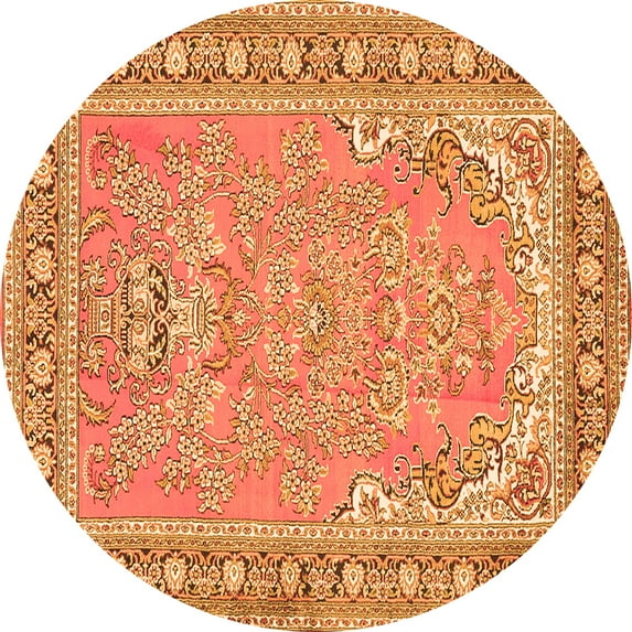 Ahgly Company Indoor Round Persian Orange Traditional Area Rugs, 4' Round