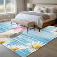 thumbnail image 4 of 5'x7' Area Rugs for Living Room Bedroom, Blue Easter Bunny Washable Rug Carpet Runner Indoor Outdoor, Spring Daisy Modern Ombre Striped Non Slip Floor Mats Area Rug for Kitchen, Nursery, 4 of 8