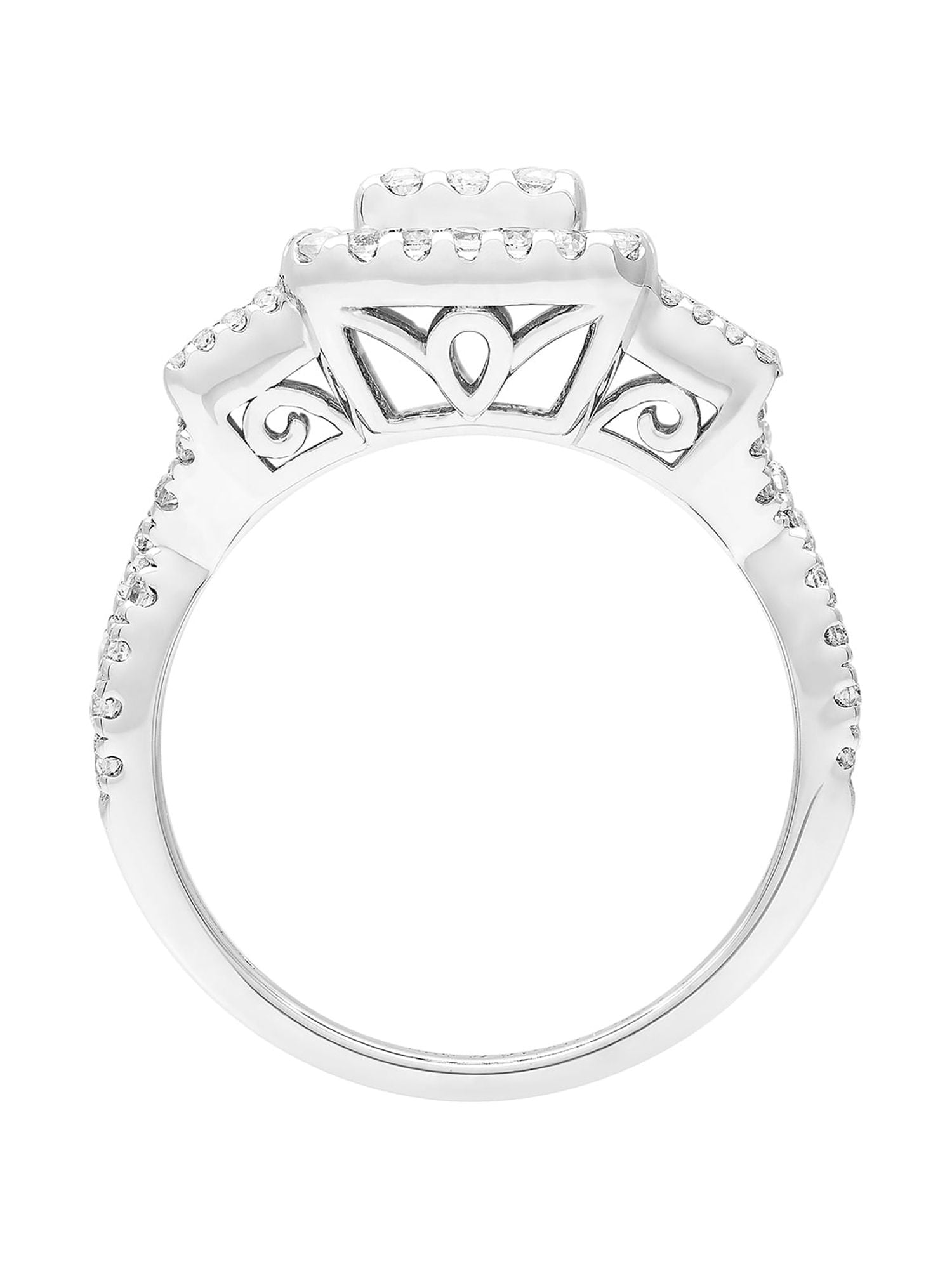 1 1/5 Carat TGW Created Blue and White Sapphire Women's "Cerulean Gem" Engagement Ring in Sterling Silver